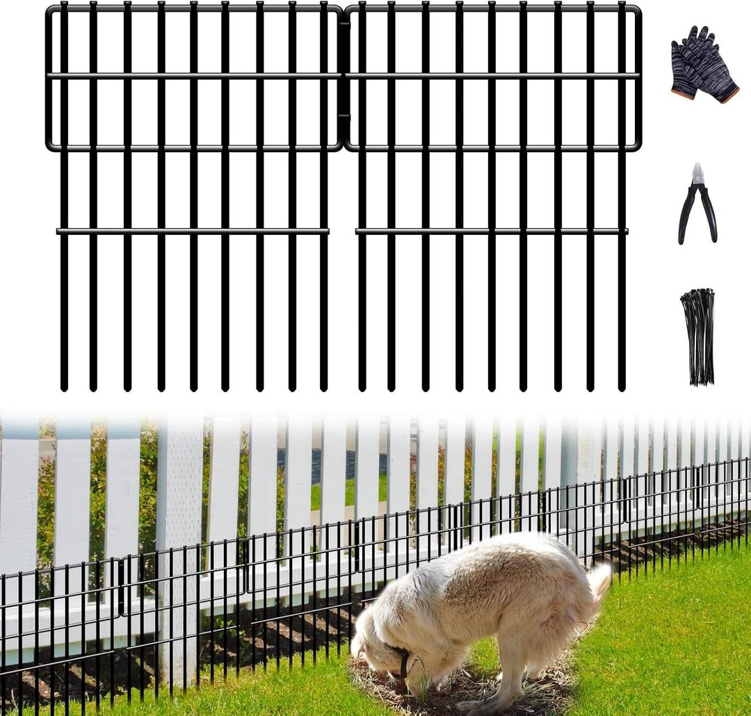 26 Panels No Dig Fence, 28ft(L) x 17in(H) Dog Digging Fencing Barrier, 1.2in Gap Animal Barrier for Bottom of Fence, Rustproof Metal Garden Edging Border Ground Defense Blockers for Outdoor Patio