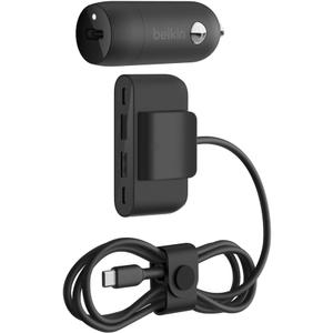 Belkin BoostCharge 30W Fast Car Charger, USB-C Power Delivery Port, 4-Port USB Power Extender, Universal Compatibility for iPhone 16, Galaxy S25, Note Series, Nintendo Switch 2 and More - Black