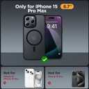 Miracase Magnetic for iPhone 15 Pro Max Case 6.7 inch (Compatible with MagSafe)with 2X Screen Protectors Military-Grade Protection, Anti-Fingerprint Translucent Matte Phone Cover, Black