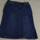 LYANER Women's Denim High Waisted Knee Length Pencil Mermaid Stretch Jean Skirt (Small, Blue)