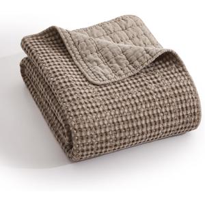 Levtex Home - Mills Waffle - Throw - Cocoa Cotton Waffle - Throw Size 50 x 60in.