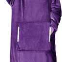 yescool Wearable Blanket Hoodie, Flannel Sherpa Fleece Blanket Sweatshirt for Adults Women Men,One Size Fits All (Deep Purple)