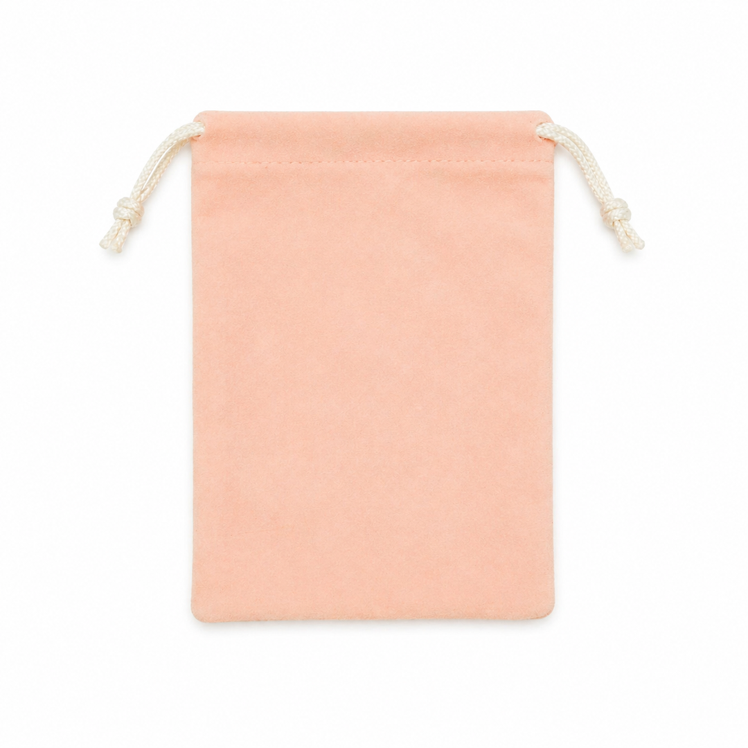 Peach Drawstring Pouch, Soft Velvet Gift Bag, Small Storage Bag