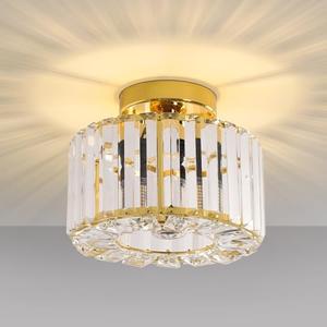 FRIDEKO HOME Crystal Ceiling Light - Gold Small Chandelier Semi Flush Mount Ceiling Light Fixture Modern Lights for Hallway Bathroom Kitchen Entryway (9.05 Inch, Bulb not Included)