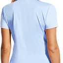 MIER Women's Golf Polo Shirts Collared V Neck Short Sleeve Tennis Shirt, Dry Fit, Moisture Wicking (Blue, S)