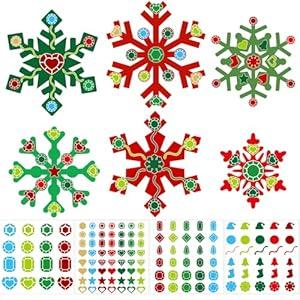 Zonon 24 Pieces Holiday Snowflake Craft Kit Winter Snowflake DIY Hanging Crafts Ornaments Snowflake Kits for Christmas Tree Home Activity Decorations(Red, Green)
