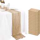 16 Pack Beige Cheesecloth Table Runner, 20 x 120 inch, Rustic Gauze, Boho Fabric, Wedding Party, Baby Bridal Shower (Ivory)