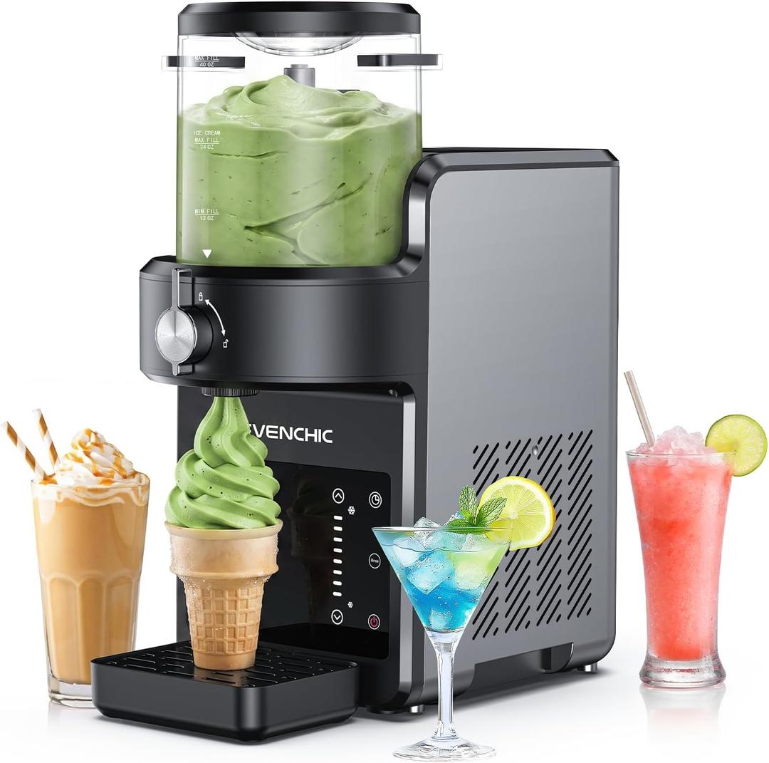 Slushie Machine, Frozen Drink & Soft Serve Ice Cream Make for Home, No Ice Needed with Rapid Chill & Temperature Control, Multi-function for Milk Shake, Margaritas, Frappé