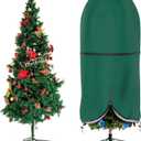 Christmas Tree Cover with Adjustable Straps, Upright Xmas Tree Storage Bag with Zipper & Drawstring for up to 9 Foot Artificial Tree Standing with Ornaments, Waterproof, Dustproof