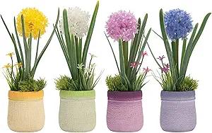 Velener 4PCs Fake Flowers in Vase, Babys Breath Artificial Flowers Indoor, Fake Potted Plants, Hydrangeas, Desk Plants for Home Bathroom Kitchen Shelf Office Decor(Plastic Vase)