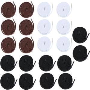 Flat Shoelaces 11 Pairs 44.8inch Athletic Flat Shoe Laces for Sneakers Sports Shoes Boots Skate Shoes, Black White Brown