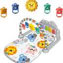 Baby Play Mat Baby Gym,Play Piano Tummy Time Baby Activity Mat, Music and Lights Boy & Girl for Newborn 0 to 3 6 9 12 Months (Grey)