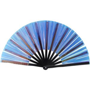 Gionforsy 1pcs Rave Folding Fan Foldable Hand Fans for Women Bamboo Large Holding Hand Fan with Bright Color Fabric Folding Fan for Festival(1PC-Style4 DarkBlue)