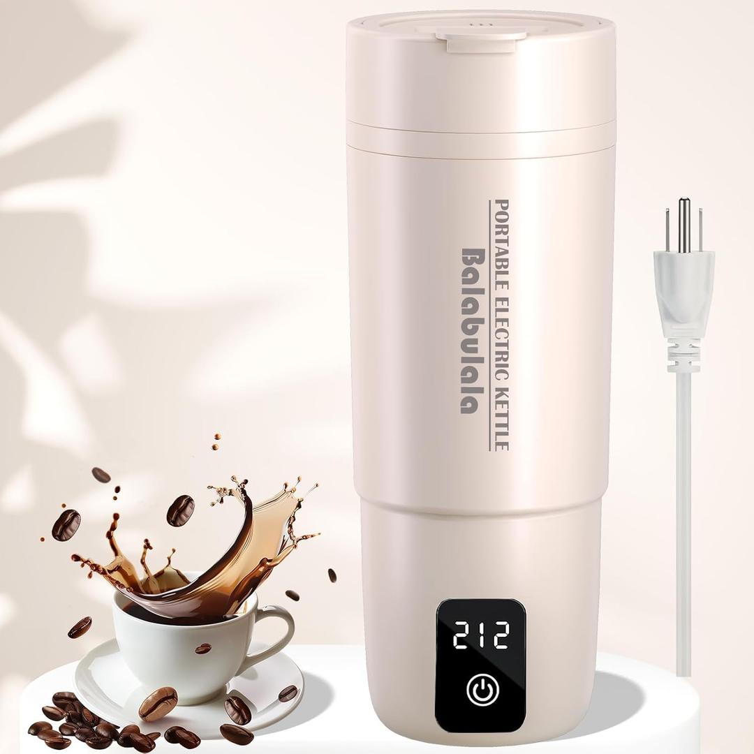 Travel Electric Kettle, Balabulala Portable Water Boiler with 6 Variable Presets,Small Electric Kettle with Keep Warm Temperature Controls & Boil Dry Protection, 17oz,Whitie (501, White)