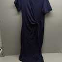 Prinbara Womens Summer Maxi Dresses Casual Short Sleeve Tie Waist Split Long Tshirt Dress 2026 Spring Beach Vacation Clothes (Large, Black)