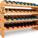 NutriChef 36 Bottle Rack Stackable Bamboo Freestanding, 4-Tier Modular Shelf, Sturdy Wobble Free, Upgraded 2026 Design, Easy No-Tool Assembly for Kitchen, Cellar or Bar Storage 33.5" x 10" x 21"