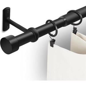 1 Inch Curtain Rods for Windows, 32 to 86 Inch Black Rustic Curtain Rod Set, Modern Design Drapery Tubes with Brackets Room Divider, For Indoor and Outdoor