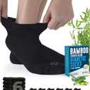 Doctor's Select Viscose Bamboo Ankle Diabetic Socks for Women and Men - 6 Pairs | Super Soft, Non Binding, Loose Wide Top (Large)