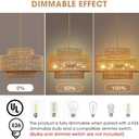 PENACINY 23.6” Boho Rattan Chandeliers Light Fixture, 6-Light Hand Woven Farmhouse Rustic Chandelier Hanging Light for Dining Rooom, Kitchen, Living Room, Foyer