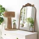 Wall Mirror Window Decorative Traditional Vintage Ornate Baroque Mirrors Antique Arched Farmhouse for Living Room Bedroom Entryway Bathroom Vanity (27 * 19 * 1.2, Gold)