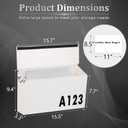 Dalmbox Wall-Mount Mailbox Large Mailbox for Post Rust-Proof Galvanized Steel Box for Outside or Townhouse Horizontal Style, White, 15.7 x 4.3 x 9.4