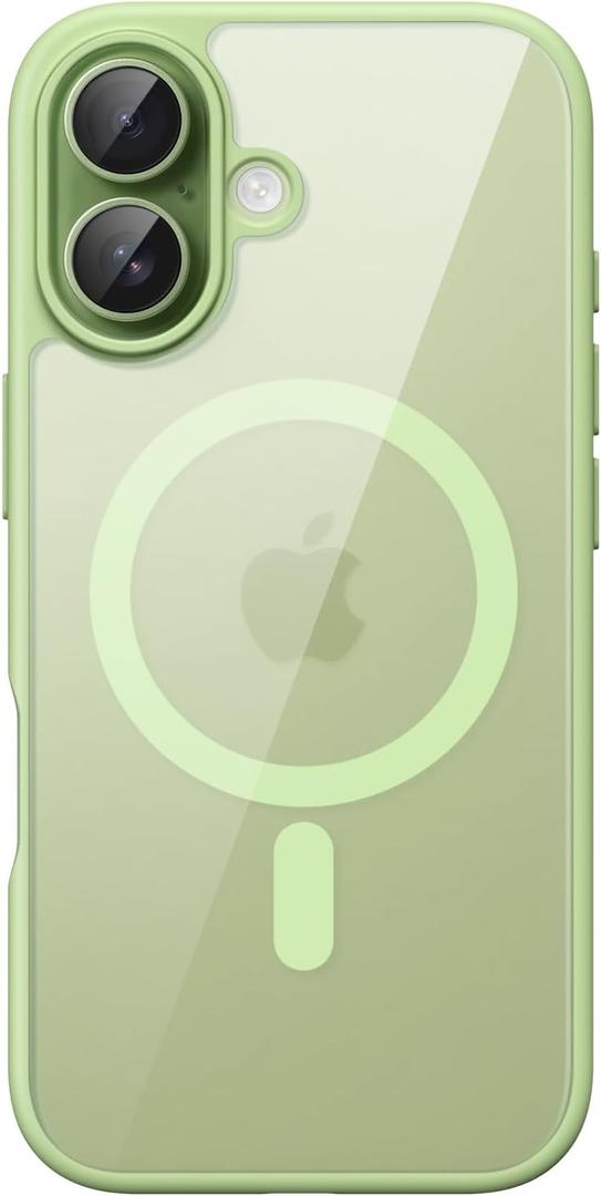 JETech Magnetic Case for iPhone 17 6.3-Inch Compatible with MagSafe, Shockproof Phone Bumper Cover, Solid Color Matte TPU Frame, Anti-Scratch Clear Back (Sage)