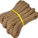 Twisted Manila Rope Jute Rope (1 Inch x 10 Feet) Natural Thick Hemp Rope for Crafts, Nautical, Railings, Hammock, Decorating