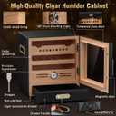 COOL KNIGHT Cigar Humidor Cabinet, Cigar Cabinet Humidor with Spanish Cedar Wood Drawer, Precision Hygrometer, 2 Humidifiers and Cigar Accessories Drawer, Christmas for Cigar Lovers