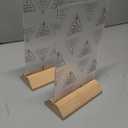 Acrylic Sign Holder 4 x 6 - Wedding Table Number Holder with Wood Base, Double Sided Picture Frames, 6Pack Clear Table Menu Display Stand for Centerpiece,Decoration,Party,Restaurants Office Store