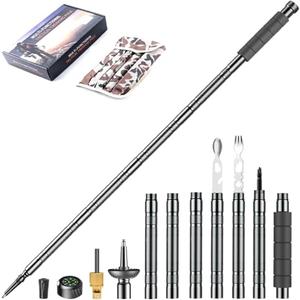 Trekking Pole Tactical Walking Stick, Lightweight Aluminum Hiking Pole for Men Women Seniors, Includes Carry Bag (7-Section Gray Handle)