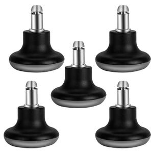 Bell Glides Replacement Office Chair Feet Swivel Caster Wheels to Fixed Stationary Castors, Short Profile with Separate Self Adhesive Felt Pads Black 5pcs