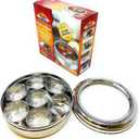 Rani Spice Box Stainless Steel Transparent Round Storage For Spices (Masala Dabba) 7 Compartments, with spoon (9.2in x 3in) ~ Packed in an attractive box, perfect for gifts!