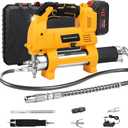 Battery Powered Grease Gun, 10,000 PSI/5.3 oz/min Electric Cordless Grease Gun Kit with 2 * 2.0AH Rechargeable Batteries and Charger, 39.4” Flexible Hose and Storage Box
