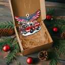 2 x GENANY Firefighter Truck Christmas Ornament, Fire Truck Hanging Ornaments 2025, Wooden Keepsake, Christmas for Men Women, Firefighter Themed Tree Decoration