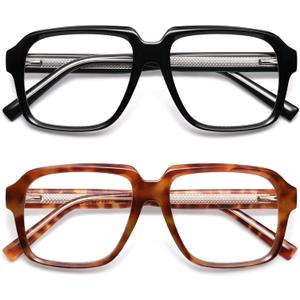 AMOMOMA Oversized Square Reading Glasses for Women,Men,Men Blue Light Blocking Computer Readers Spring hinge AM6185