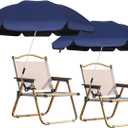 Blissun 2 Pack Chair Umbrella with Clamp, Adjustable Umbrellas for Chair, UPF50+ Sun Shade Umbrella for Beach Chair, Wheelchair, Camping Chair, Patio Chair, Golf Carts, Navy Blue