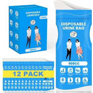 Disposable Pee Bags, 900ML Urine Bags for Women Men, 8/12/24 Pack Emergency Portable Urinal Bag and Vomit Bag Female Urinal Bags for Travel, Camping, Traffic Jams, Patient, Pregnant