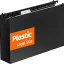 SHUTEX Extra Capacity Legal Size Plastic Hanging File Folders,12 Pack Reinforced Legal Size Hanging Folder with Heavy Duty 2 Inch Expansion,Filing Cabinet Folders,for Bulky Files, Medical Charts,Black (Black (No Side))