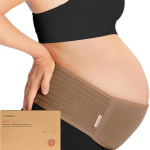 KeaBabies Maternity Belly Bands for Pregnant Women - 1-Pack, Soft & Breathable Pregnancy Belly Support Band, Easy Adjustable Maternity Belt for Back,Pelvic Support,Comfortable(Warm Tan, M/L)