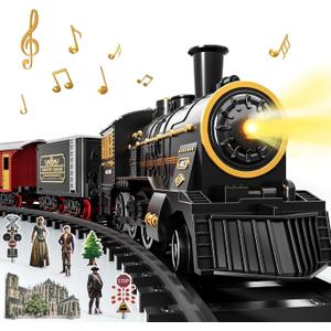 Train Set for Toddlers 3-4, Electrical Trains with Track, Light, Sound and Scene, Christmas Train Sets for Around The Tree, Christmas Birthday Gifts for Kids Boys Girls 3-8 Years Old