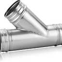 NATGAI 4 Inch 3 Way Duct Splitter, 45Metal Hose Connector 4 Inch Duct Connector for Exhaust Fan, Y-Shaped Ducting Adapter for HVAC, Dryer Vent, Exhaust Fan, Ventilation Systems in Kitchen & Bathroom