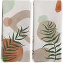 Boho Kitchen Towels, Abstract Minimalist Tropical Leaf Botanical Kitchen Towel Decorative Set, Modern Boho Hand Dish Tea Towels for Bathroom Decor