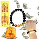 GOLDEN SMILE10mm Black Obsidian Intention Bracelet Grounding Stone & Manifestation Beads with 18K Gold Spacers | Adjustable 7-8.5 Inch Fit, Complete Ritual Gift Set