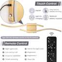 Modern LED Wall Sconce Set of Two, Battery Powered Wall Sconces Set of 2 with Timer, Gold Wall Light with Remote, LED Wall Lamp Indoor not Hardwired for Bathroom Living Room Bedroom Corridor, Battery Operated