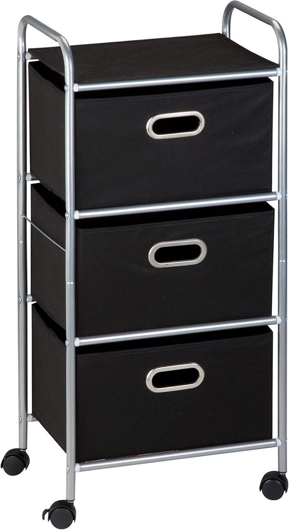Honey-Can-Do 3 Drawer Rolling Cart - Blk CRT-02184 Black, 11.5"D x 16.13"W x 35.5"H