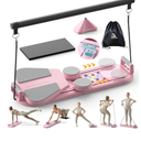 Canlanmu Pilates Board,Multifunctional Rebound Abdominal Board,Foldable Pilates Reformer Set, Ab Core Trainer Machine,Ab Exercise Board,Abs Workout Equipment for Women Home Gym Equipment,Rose Red
