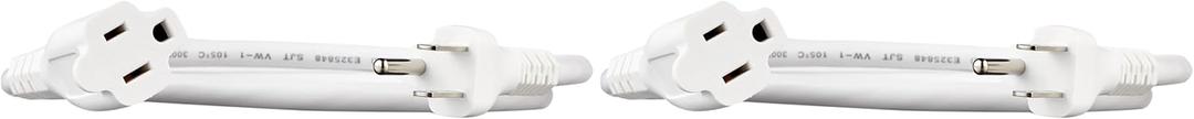 Amazon Basics Extension Cord, 13 Amps, 125V, 3 Foot, White - Pack of 2