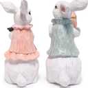 Hodao Handcrafted Wooden Easter Bunny Figurine Decoration  Celebrating Spring with Cute Rabbit, Good for Easter Home Decor  Ideal Gift for Spring Festivals (White-2)