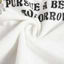 Girl's Drop Shoulder Letter Star Print Tee Tops Loose Short Sleeve Crew Neck T Shirts (White)