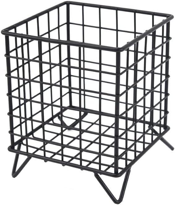 Wire Storage Basket, Desktop Mini Metal Wire Storage Organizer Metal Baskets for Shelves Decorative Bins Countertop Organizer for Laundry, Garage, Refridge Black